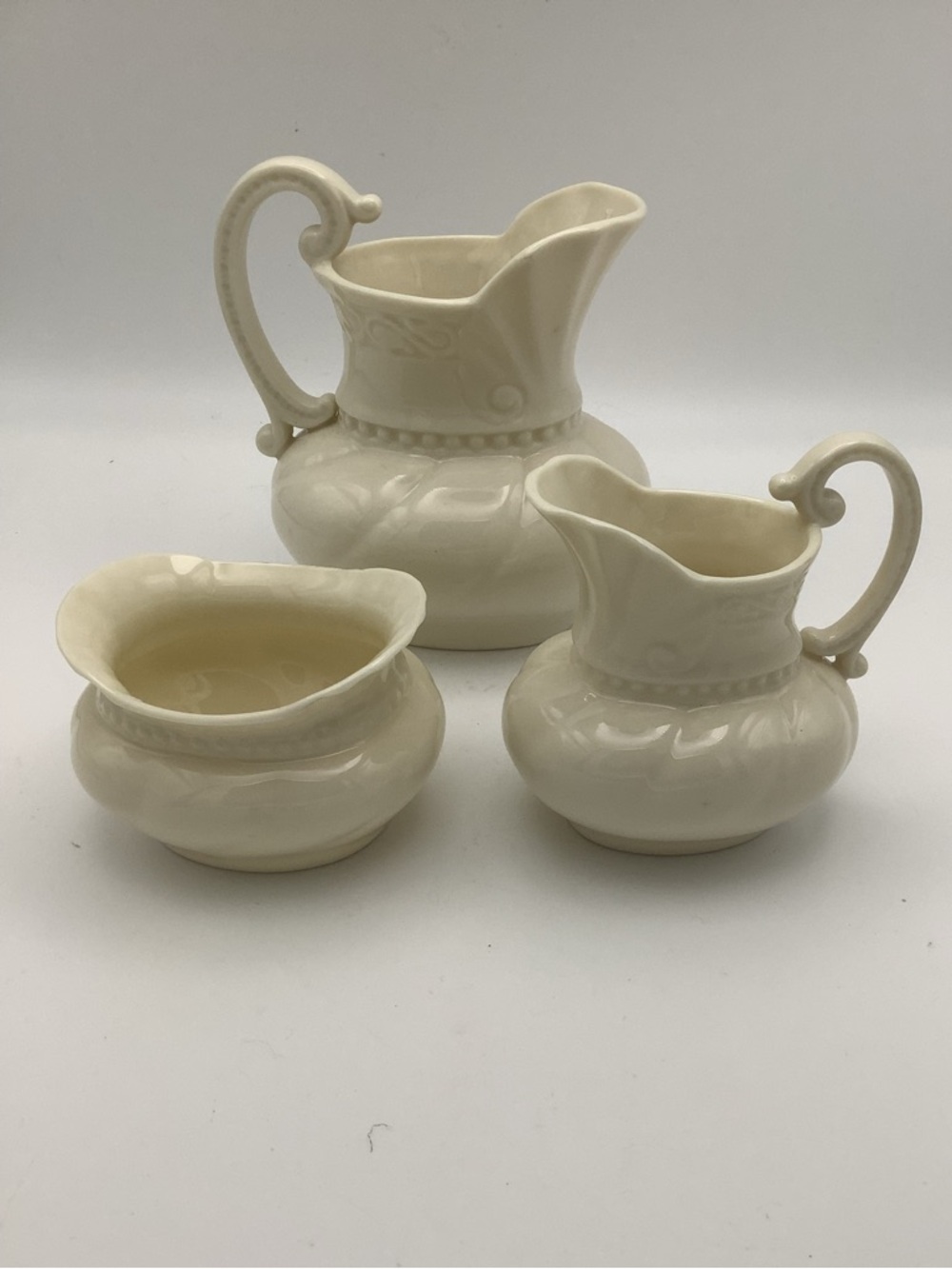 Vintage Lenox Colonial Collection Ivory Porcelain Creamer, Sugar and Pitcher Set